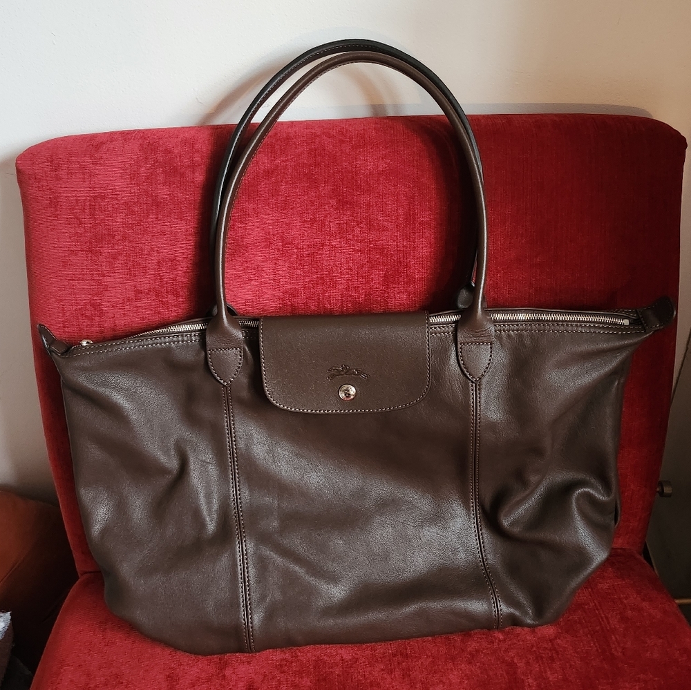 Longchamp Le Pliage Cuir Leather Tote Bag - EUC